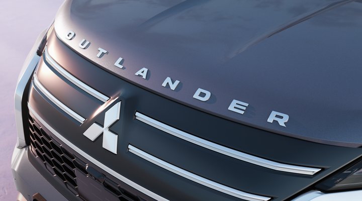 Nové Mitsubishi OUTLANDER PHEV - nápis Outlander na přední kapotu Nové Mitsubishi OUTLANDER PHEV - nápis Outlander na přední kapotu